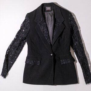 Retro Lace Skirt Suit – Surabaya Paris Black Two-Piece Set, Size M